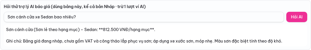 Bước 6: Hiệp hội: soạn & xuất bản Bảng giá chung