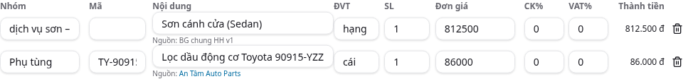Bước 7: Báo giá chuẩn: lập phiếu, khách duyệt & ký, chuyển đơn/lệnh sửa chữa